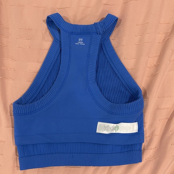 Blue Ribbed Women's Top - Picture 3 of 5